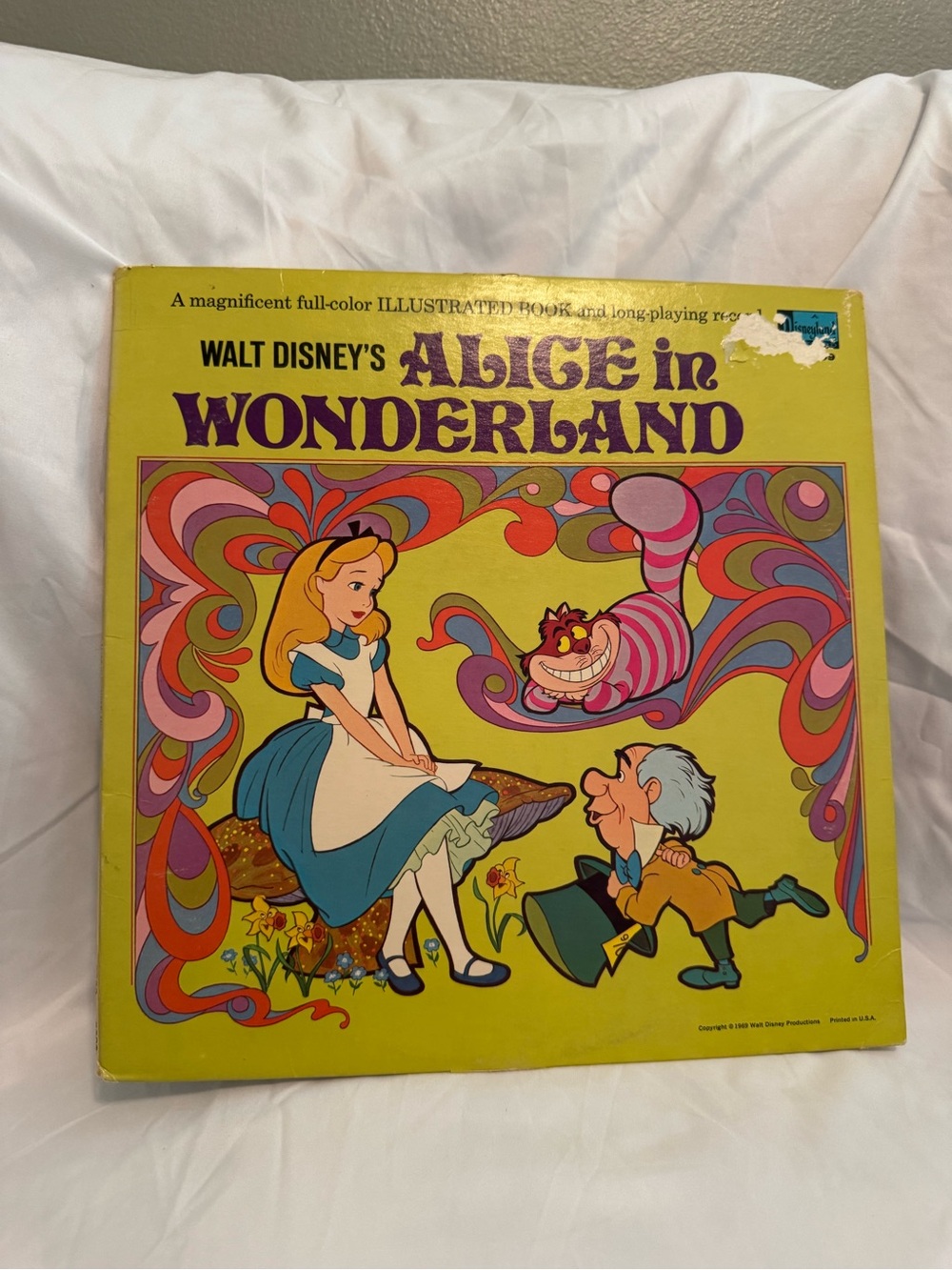 Walt Disney Alice in Wonderland Vinyl Record - Yellow Cover